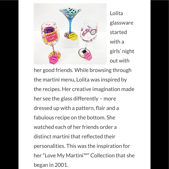 LOLITA Glassware hand painted, Sake-tini Martini glass, 10 oz, NWT RARE DC - Picture 6 of 6